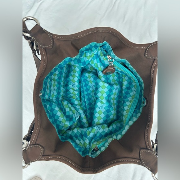 THE SAK Brown Crochet /Knit Square Shoulder Purse Bag - Picture 5 of 12